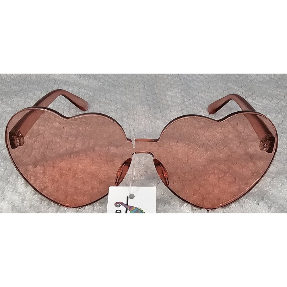 Rose Colored Heart Shaped Plastic Glasses